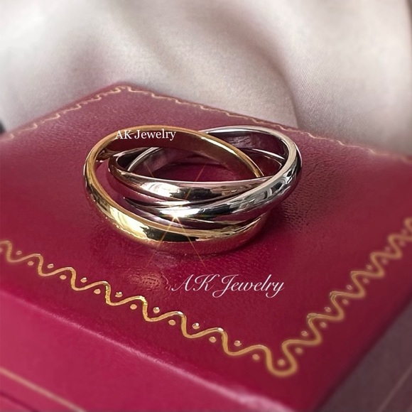 💎LUXURY 3 PC Trinity Intertwined Ring Gold, Silver & Rose Gold 3 Piece Tricolor - Picture 3 of 6